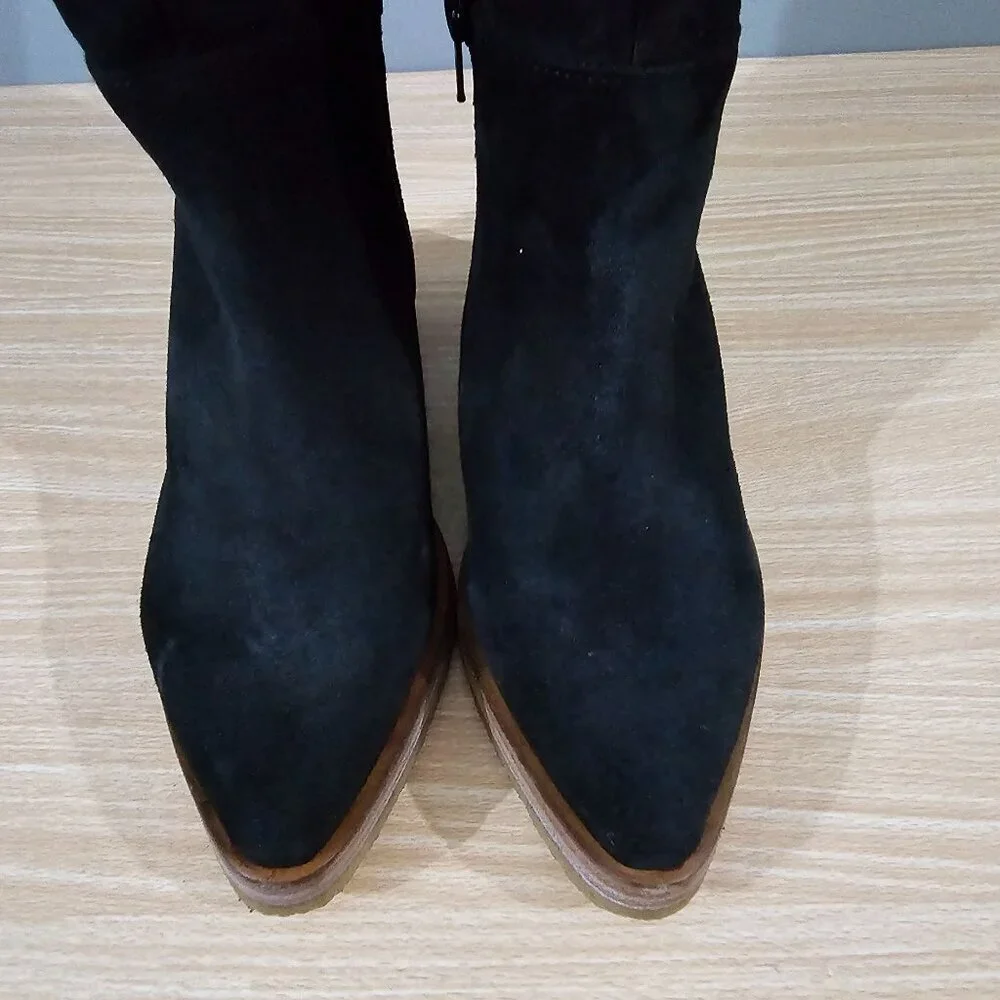 Free People Banks Over The Knee Boot Womens EU 37 Black Suede Slouchy Pull On